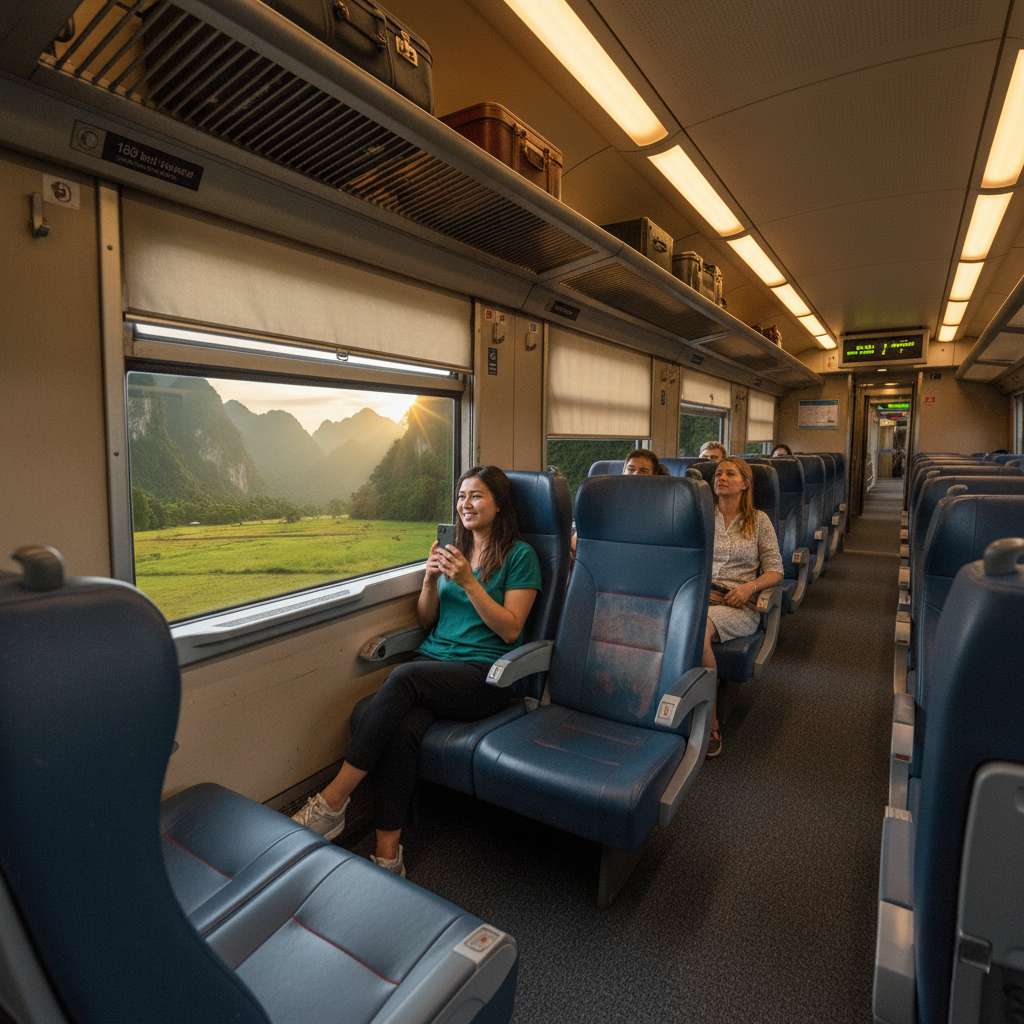 inside of train - Laos Visa and Travel Tours Train From Chiang Rai to Luang Prabang