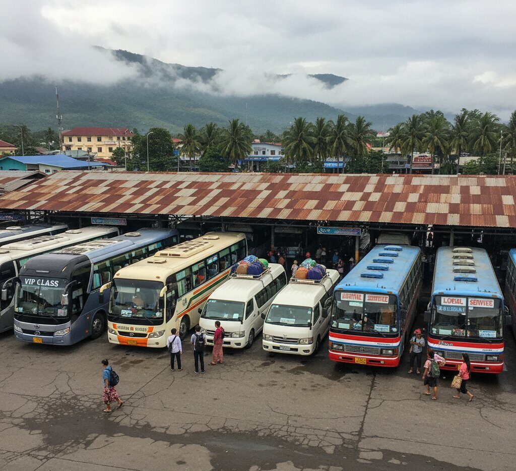 Bus stop area - Laos Visa and Travel Tours laos bus tickets