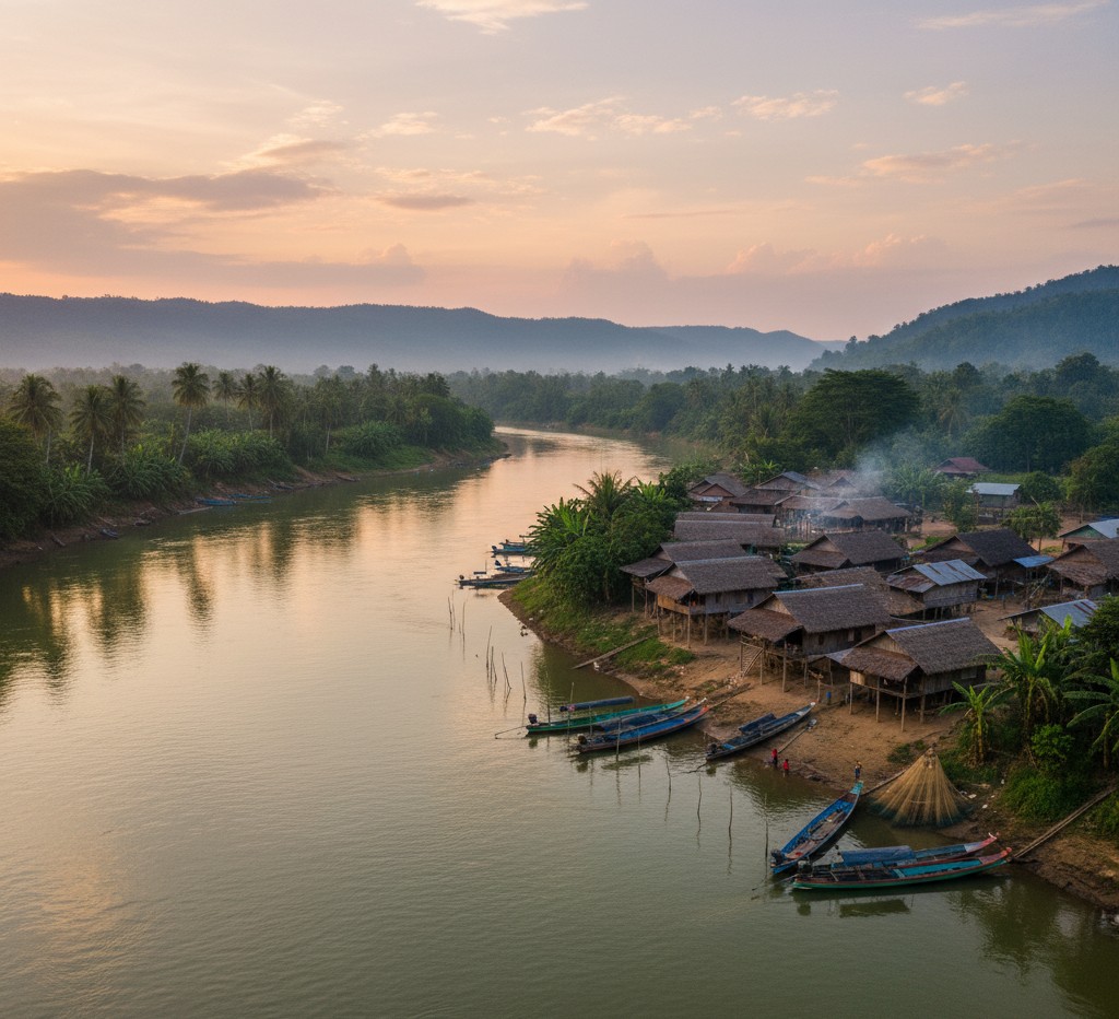 a small riverside village in Laos - Togo – Travel & Tour Booking WordPress Theme Pak Beng Riverside Village